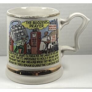 Vintage Boozer's Prayer Prince William Mug Cup Warrented 22K Gold Trim Fun READ